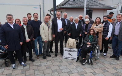 SPD Bingen gratuliert Seppel Götze zur Eröffnung des nach ihm benannten Platzes in Büdesheim